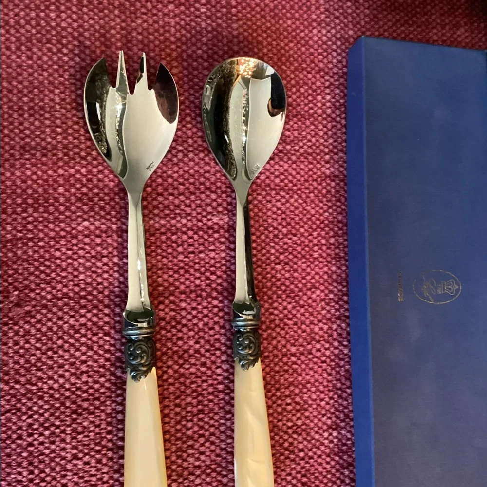 SCOF FRANCE pearled ivory salad servers ( set of 2)